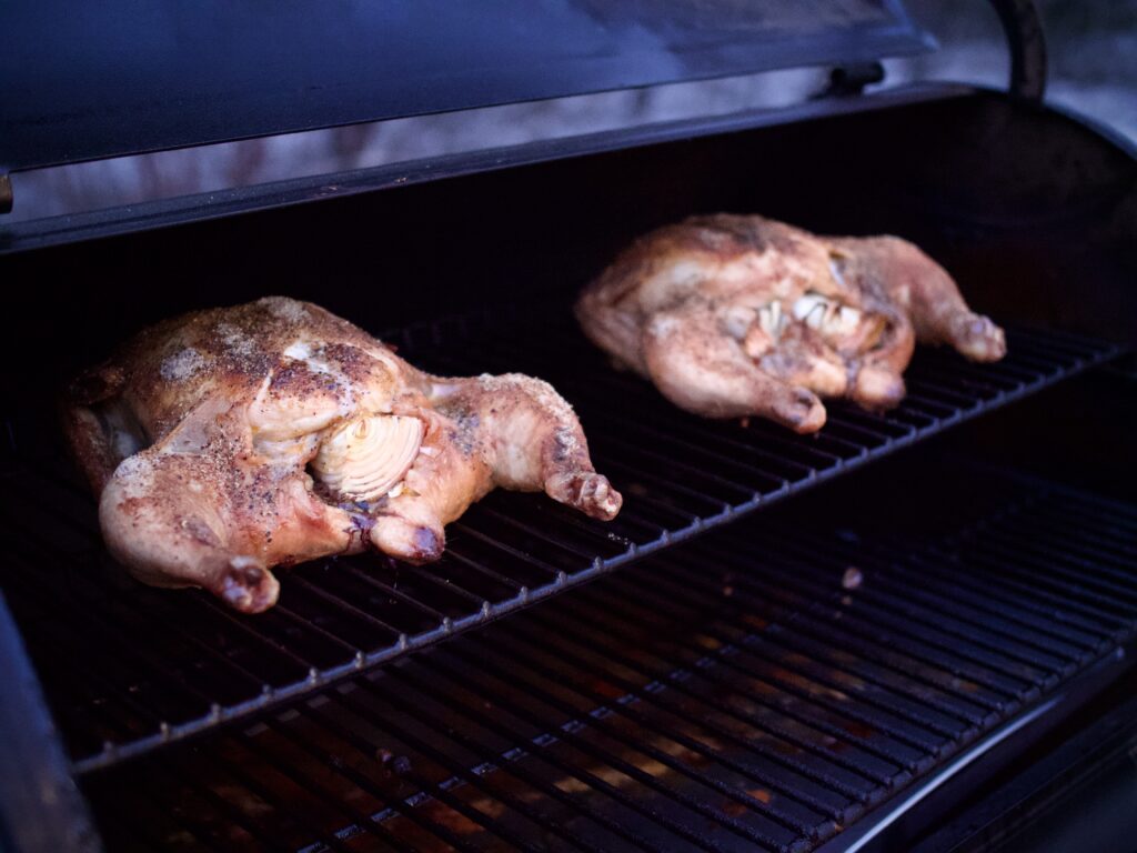 Chickens on smoker