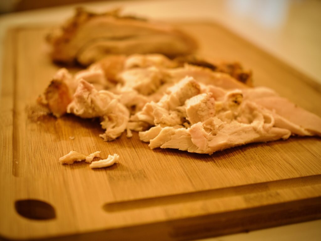 Smoked chicken complete and cut