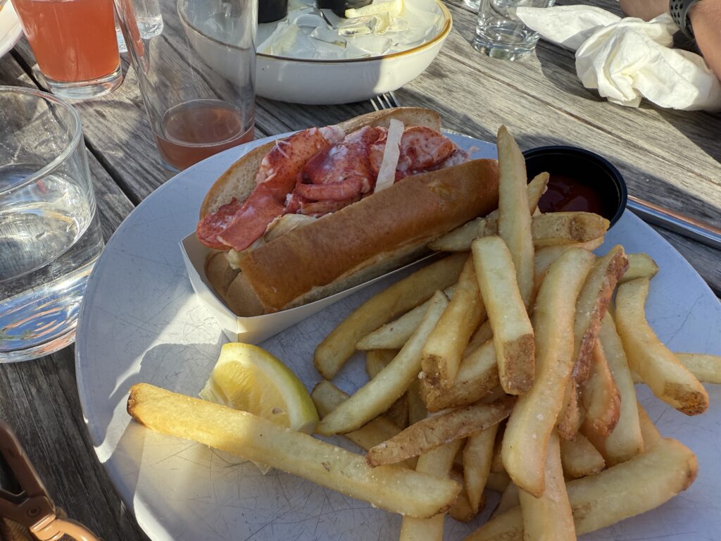 lobster roll and fries
