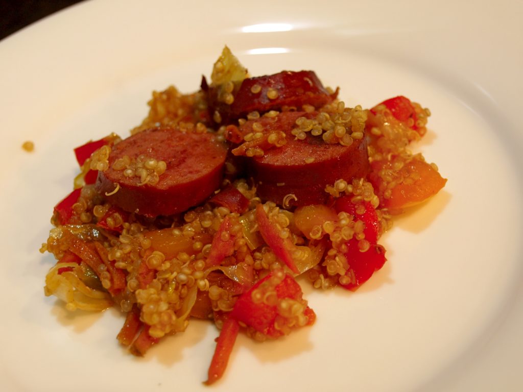 Smoked Sausage and Quinoa StirFry Nestled on Norway