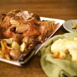 Finished smoked chicken with sides